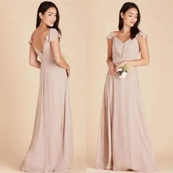 Birdy Grey Kae Dress Taupe Chiffon Gown XSmall XS NEW Bridesmaid Formal - Picture 1 of 6